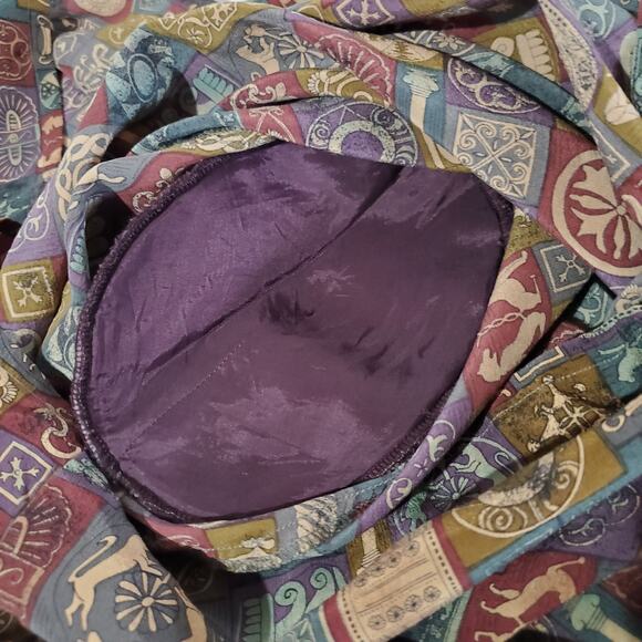 Silks VTG 80s 90s Egyptian Hieroglyph Long Sleeve Mock Blouse Womens Size M Top - Picture 8 of 13